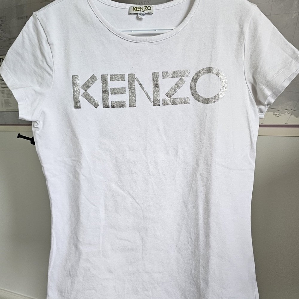 🌻Kenzo White Fitted Short Sleeve T-Shirt with Silver Logo